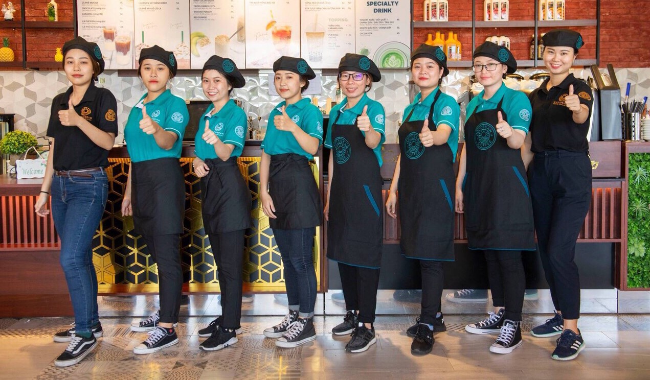 dong phu quan cafe fastfood 6 2 - 90+ Mẫu Áo Đồng Phục Quán Cafe Trà Sữa