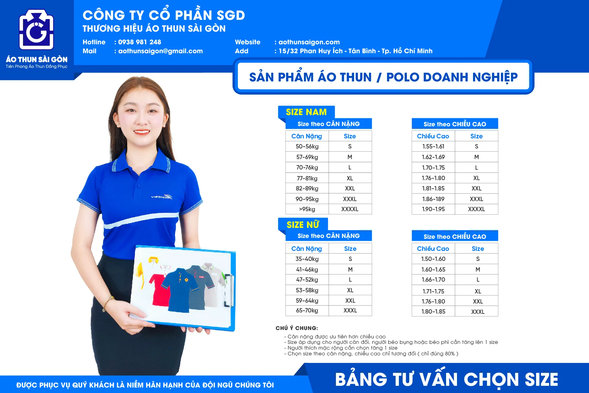 Bảng size áo thun dành cho người Việt Nam